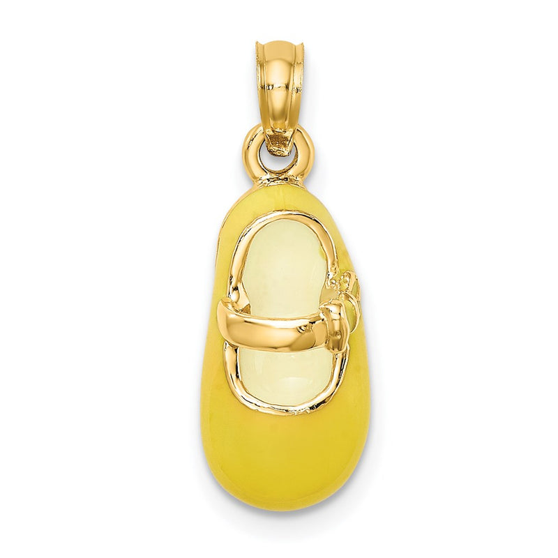 14k Yellow Gold 3-D w/ Yellow Enamel Baby Shoe Charm