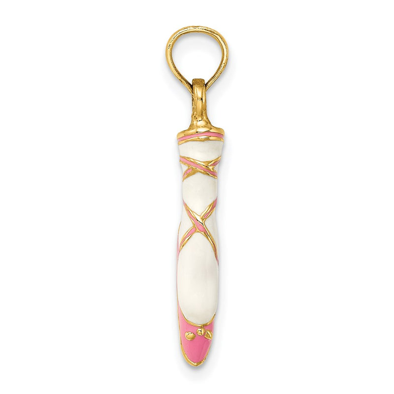 14k Yellow Gold 3-D Enamel Ballet Shoe Charm