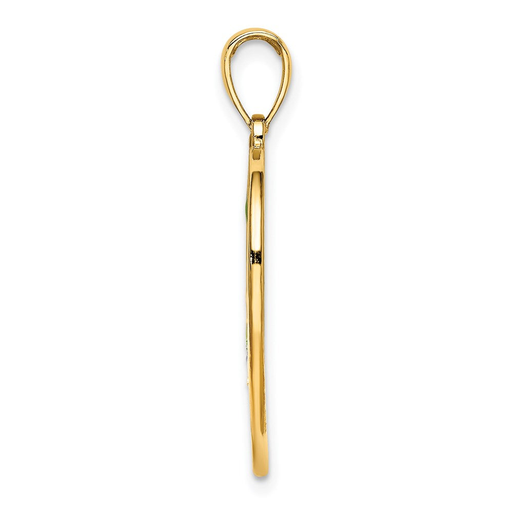 14k Yellow Gold Enamel Dolphins In Heart Charm