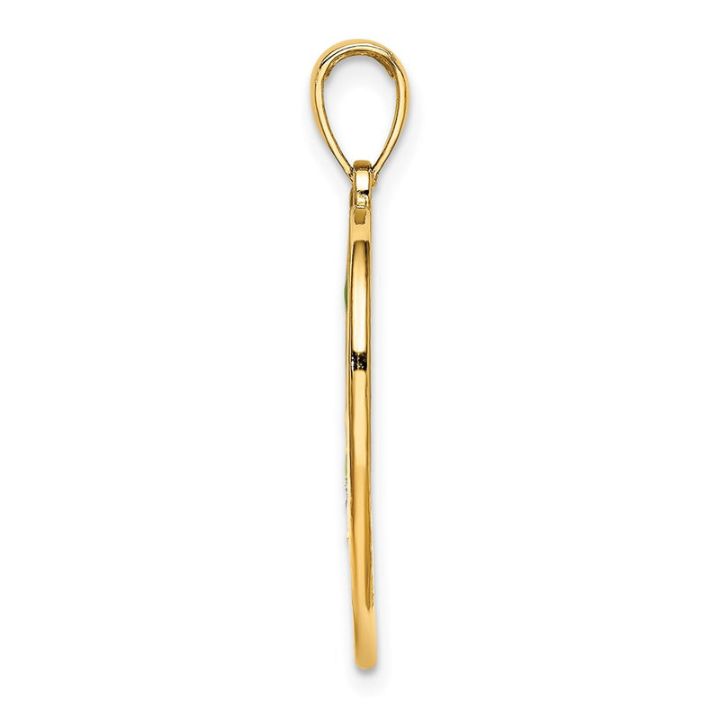 14k Yellow Gold Enamel Dolphins In Heart Charm