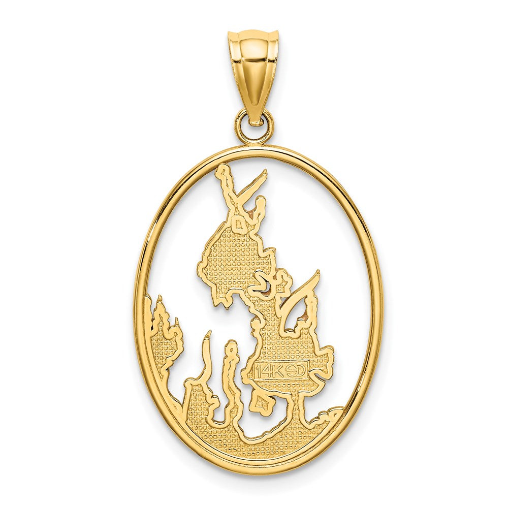 14k Yellow Gold Enamel Angelfish In Underwater Scene Charm