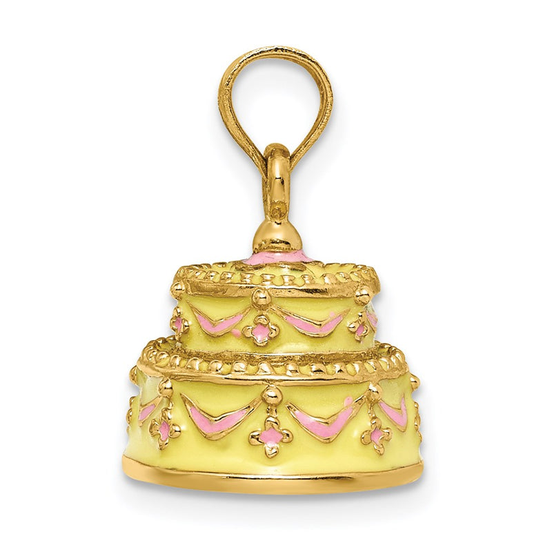 14k Yellow Gold 3-D HAPPY ANNIVERSARY Cake w/Yellow Frosting Charm