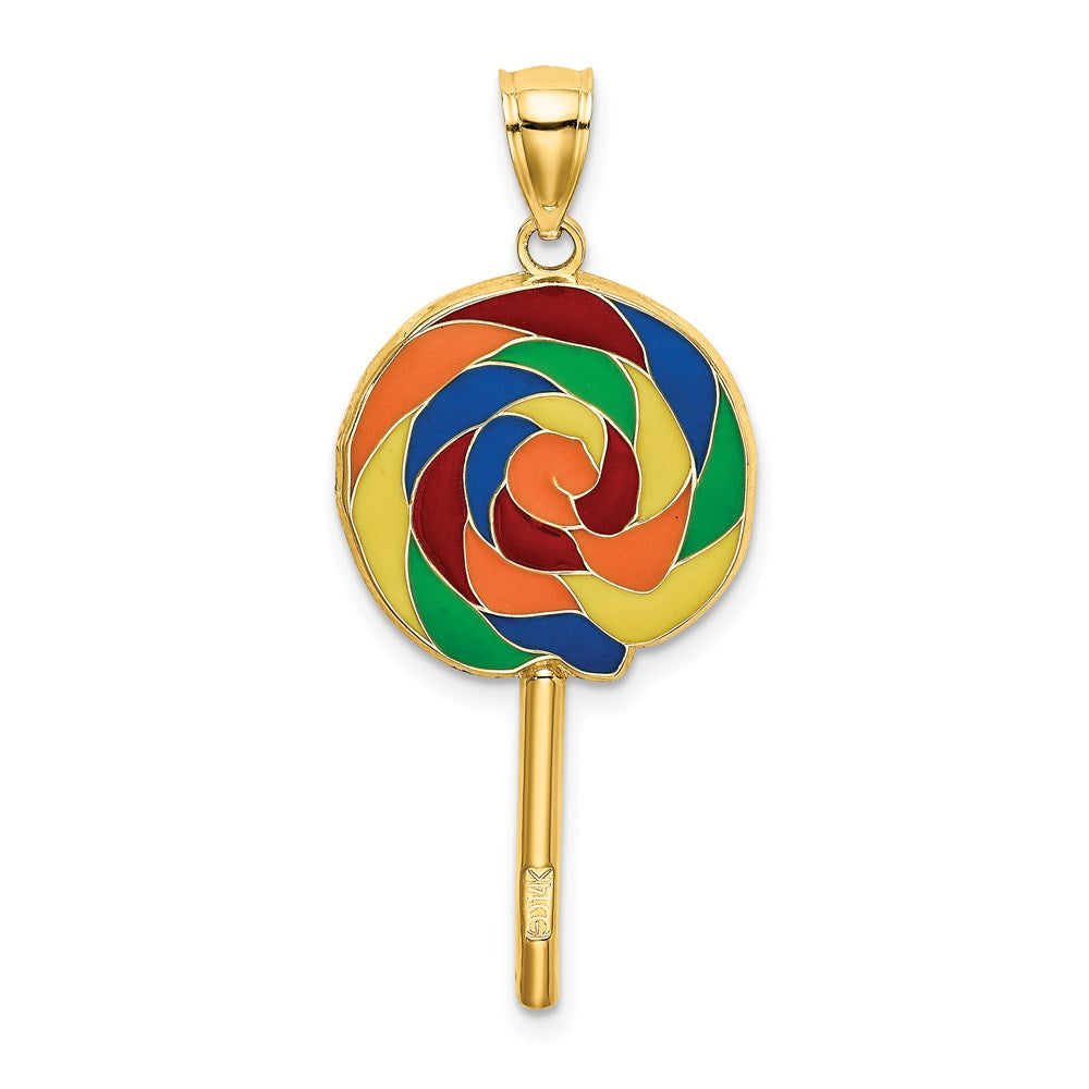 14k Yellow Gold w/Multi-Color Enamel 3-D Lollipop Charm