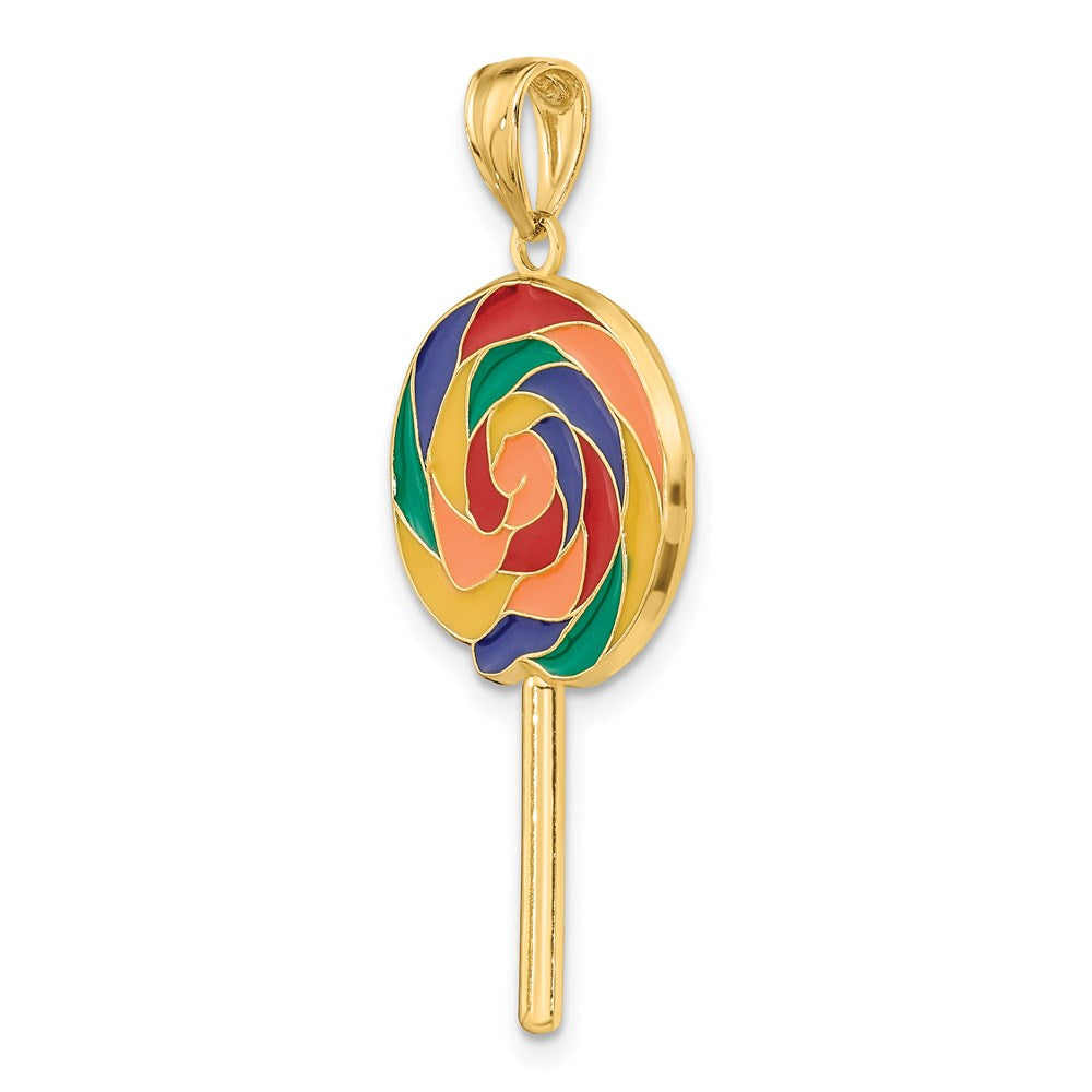14k Yellow Gold w/Multi-Color Enamel 3-D Lollipop Charm