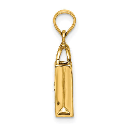 14k Yellow Gold 3-D Enameled Jack-o-Lantern Trick or Treat Bag Charm