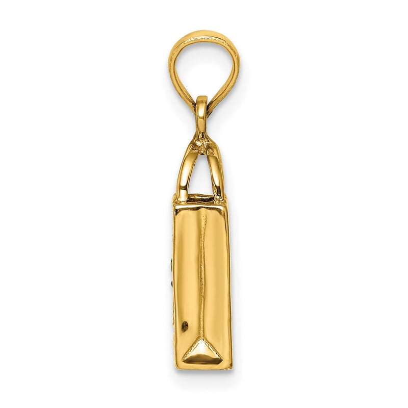 14k Yellow Gold 3-D Enameled Jack-o-Lantern Trick or Treat Bag Charm