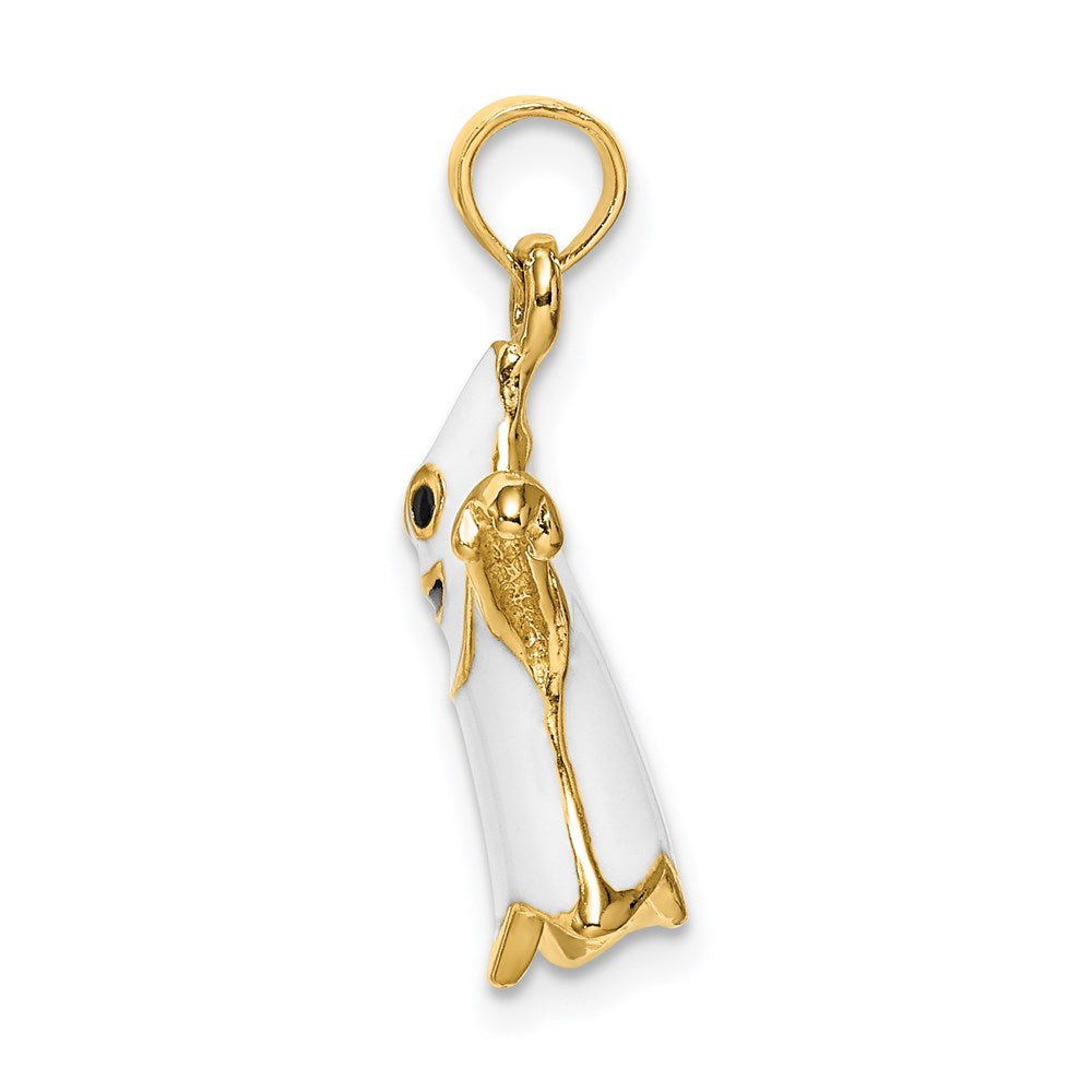 14k Yellow Gold 3-D Enameled Ghost Charm