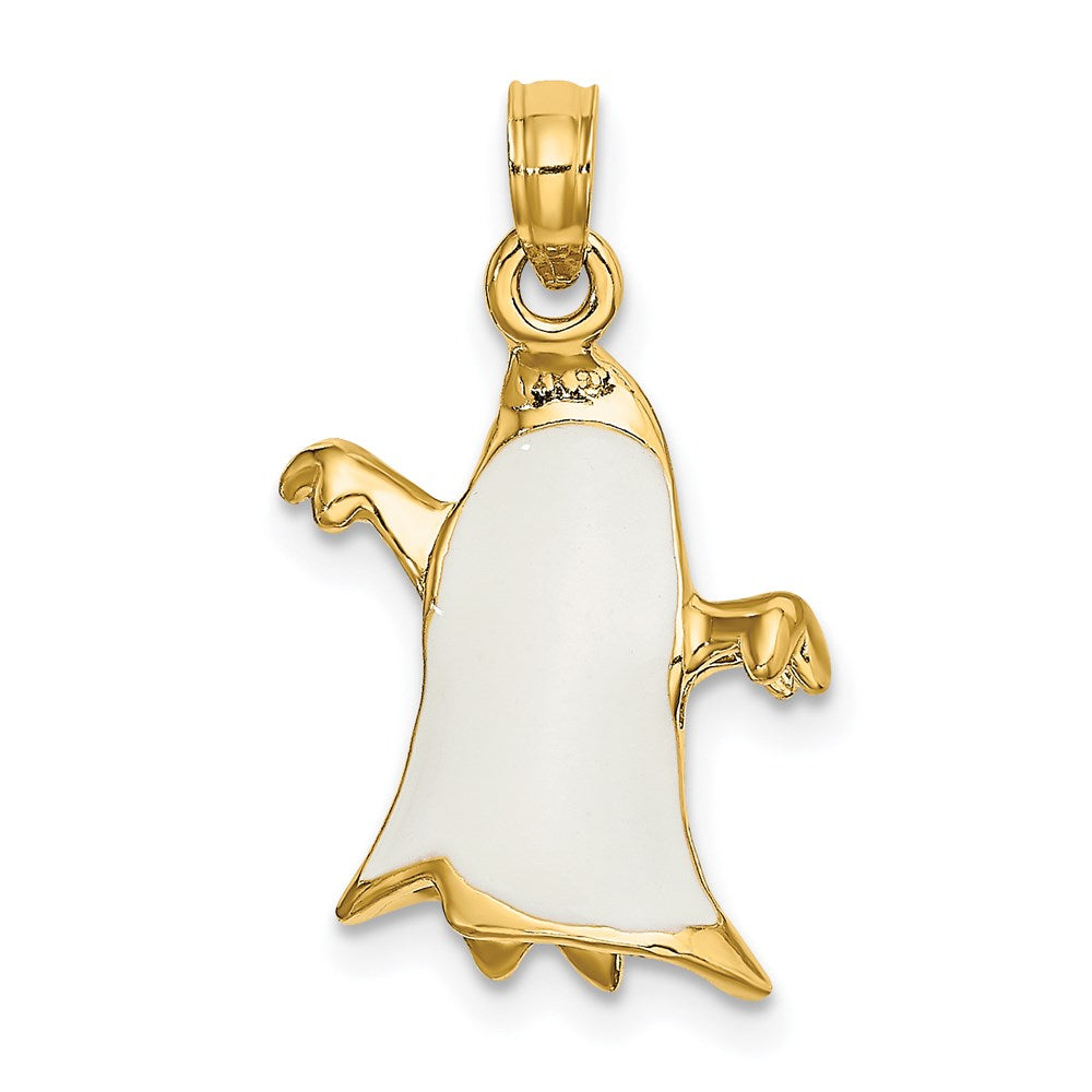 14k Yellow Gold 3-D Enameled Ghost Charm