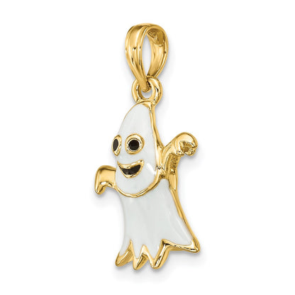 14k Yellow Gold 3-D Enameled Ghost Charm