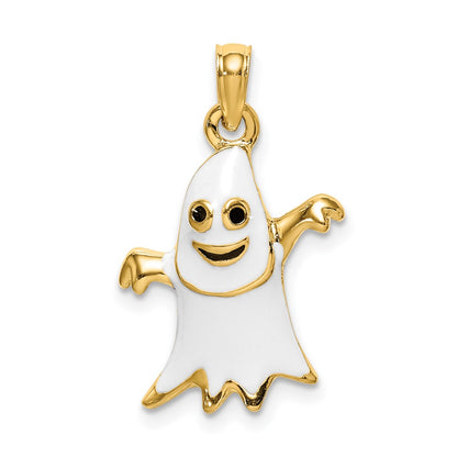 14k Yellow Gold 3-D Enameled Ghost Charm