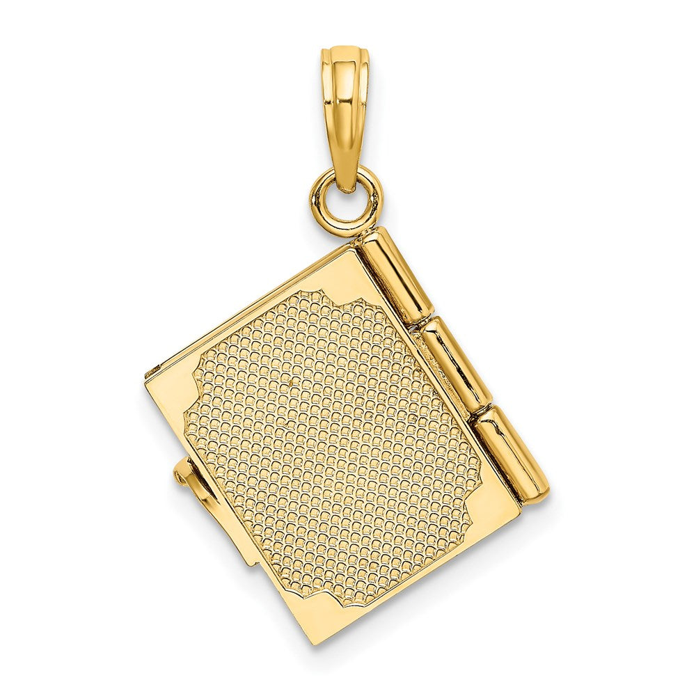 14k Yellow Gold Enameled 3D Moveable MY LOVE STORY Book Pendant