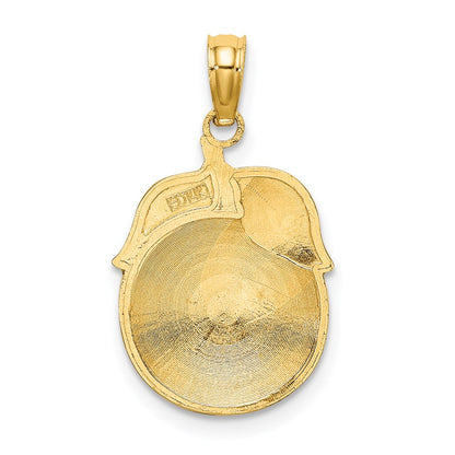 14k Yellow Gold Enamel Orange W/Stem and Leaf Charm