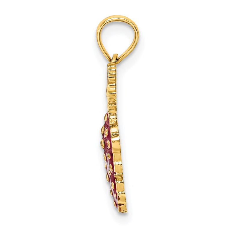 14k Yellow Gold W/ Enamel Grapes W/ Stem and Leaf Charm