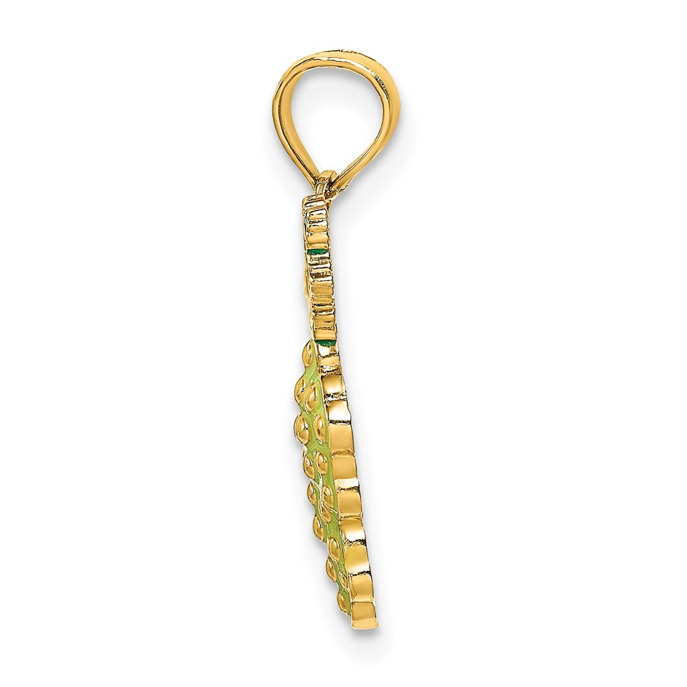 14k Yellow Gold W/ Enamel Grapes W/ Stem and Leaf Charm