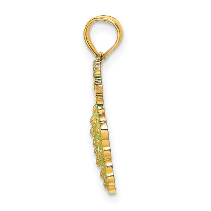 14k Yellow Gold W/ Enamel Grapes W/ Stem and Leaf Charm