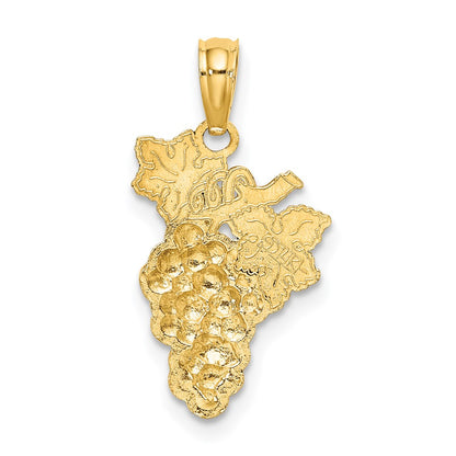 14k Yellow Gold W/ Enamel Grapes W/ Stem and Leaf Charm