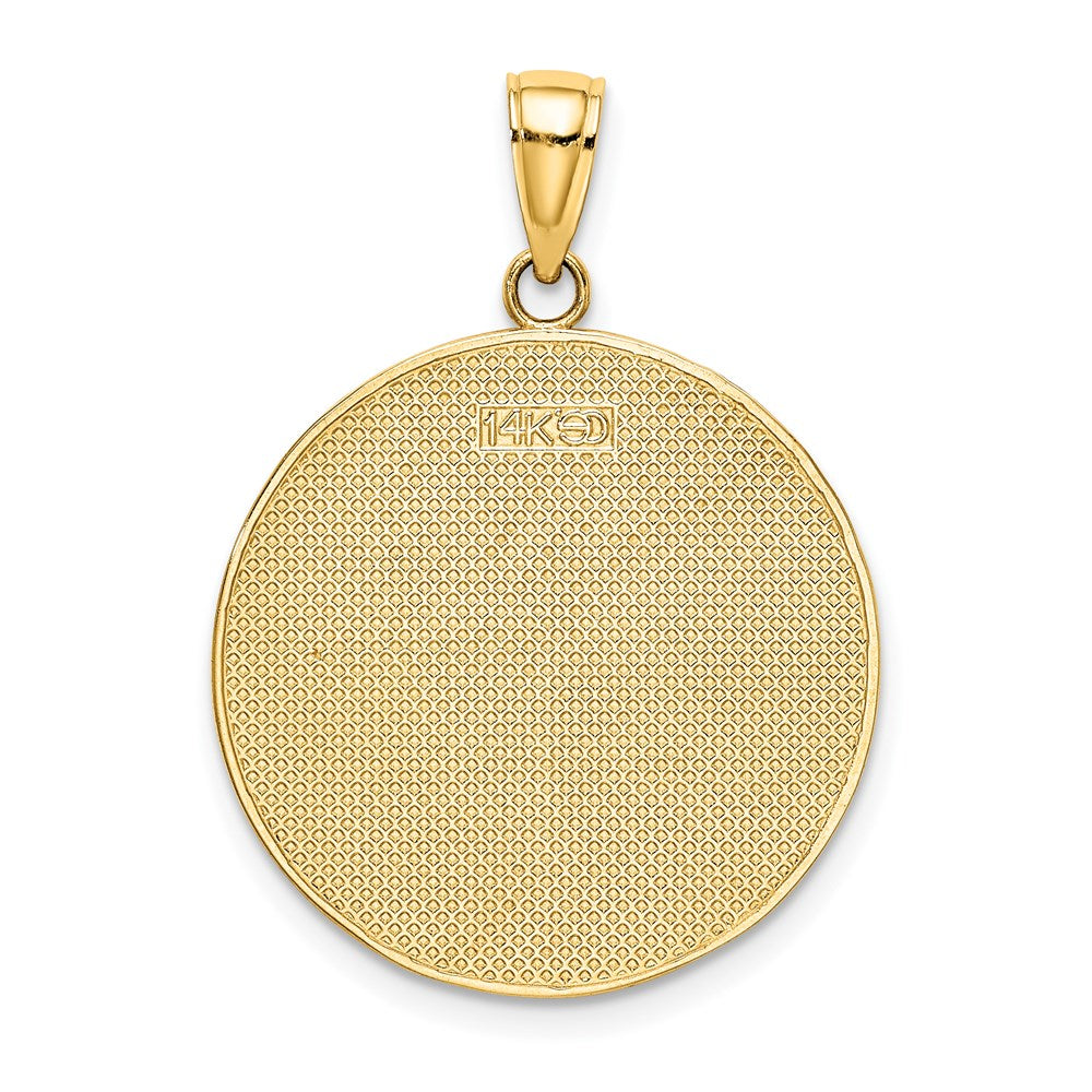 14k Yellow Gold Enamel Beach Scene On Round Disc Charm