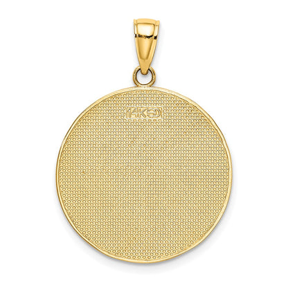 14k Yellow Gold Enamel Beach Scene On Round Disc Charm