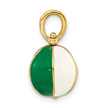 14k Yellow Gold 3-D Multi Color Enamel Beach Ball Charm