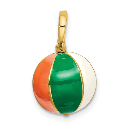 14k Yellow Gold 3-D Multi Color Enamel Beach Ball Charm