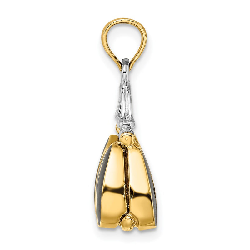 14k Yellow & Rhodium Gold & Rhodium 3-D and Enameled Opens Handbag Charm