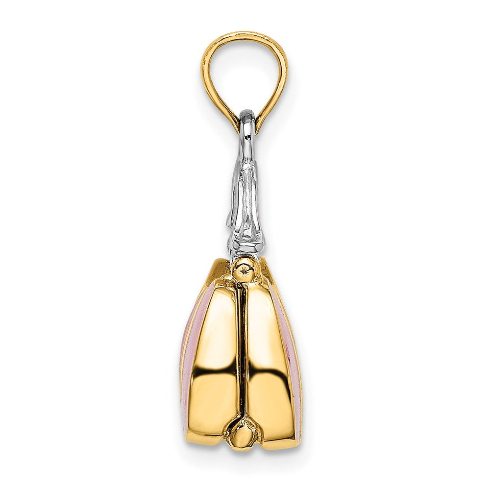 14k Yellow & Rhodium Gold & Rhodium 3-D w/ Enamel Opens Handbag Charm