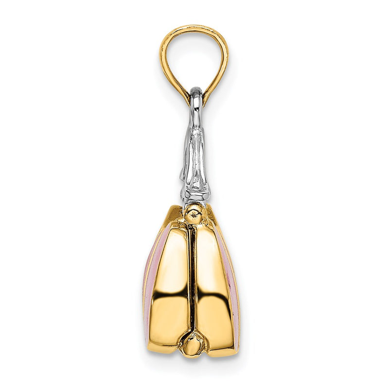 14k Yellow & Rhodium Gold & Rhodium 3-D w/ Enamel Opens Handbag Charm