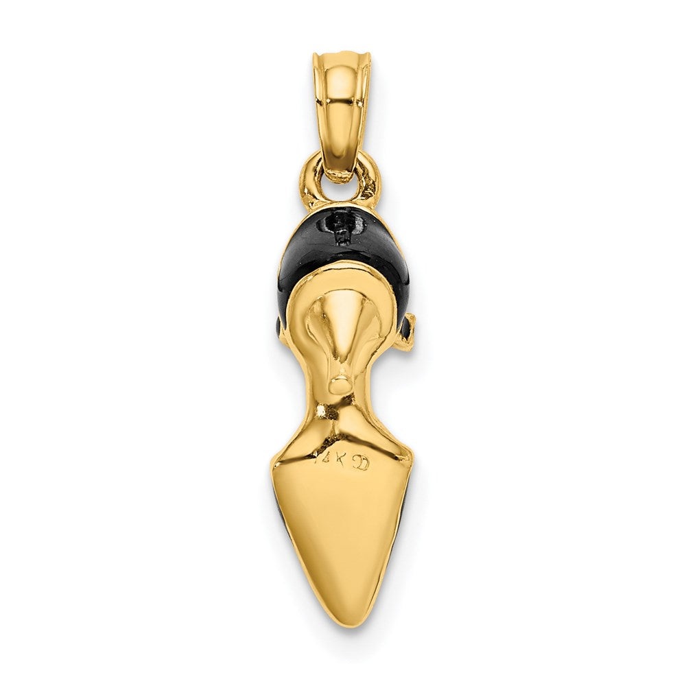 14k Yellow Gold 3-D Black Enamel Closed Toe High Heel Charm