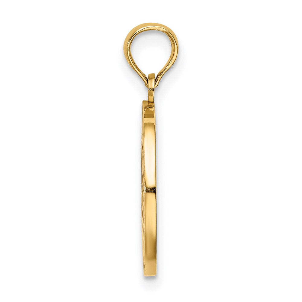 14k Yellow Gold w/ Enamel HAPPY HOLIDAYS w/ Holly On Round Disc Charm