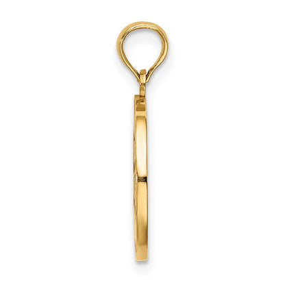 14k Yellow Gold w/ Enamel HAPPY HOLIDAYS w/ Holly On Round Disc Charm