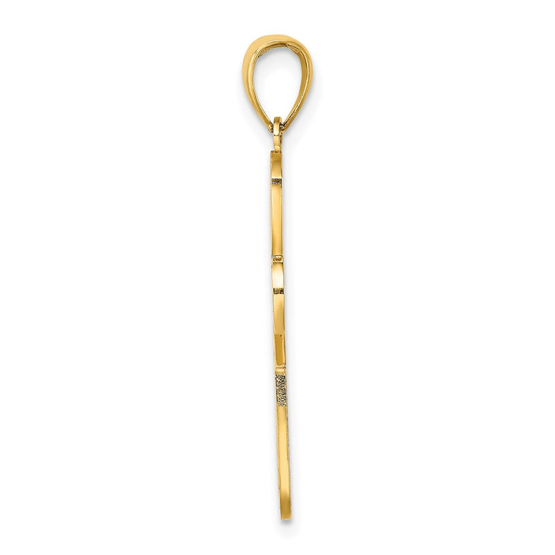 14k Yellow Gold Enamel Pink Ribbon Breast Cancer Cross