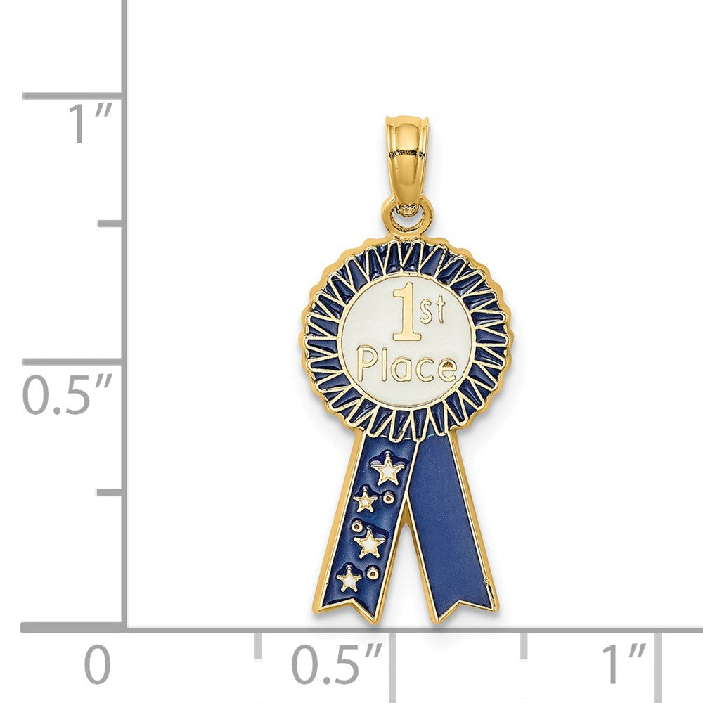 14k Yellow Gold Enamel 1st PLACE Ribbon Charm