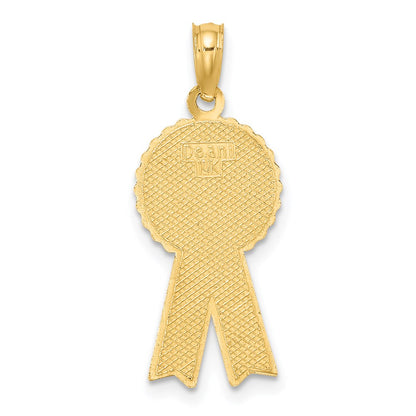 14k Yellow Gold Enamel GREATEST MOM Pink RIBBON Charm