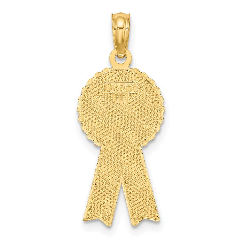 14k Yellow Gold Enamel BIRTHDAY BOY Blue Ribbon Charm