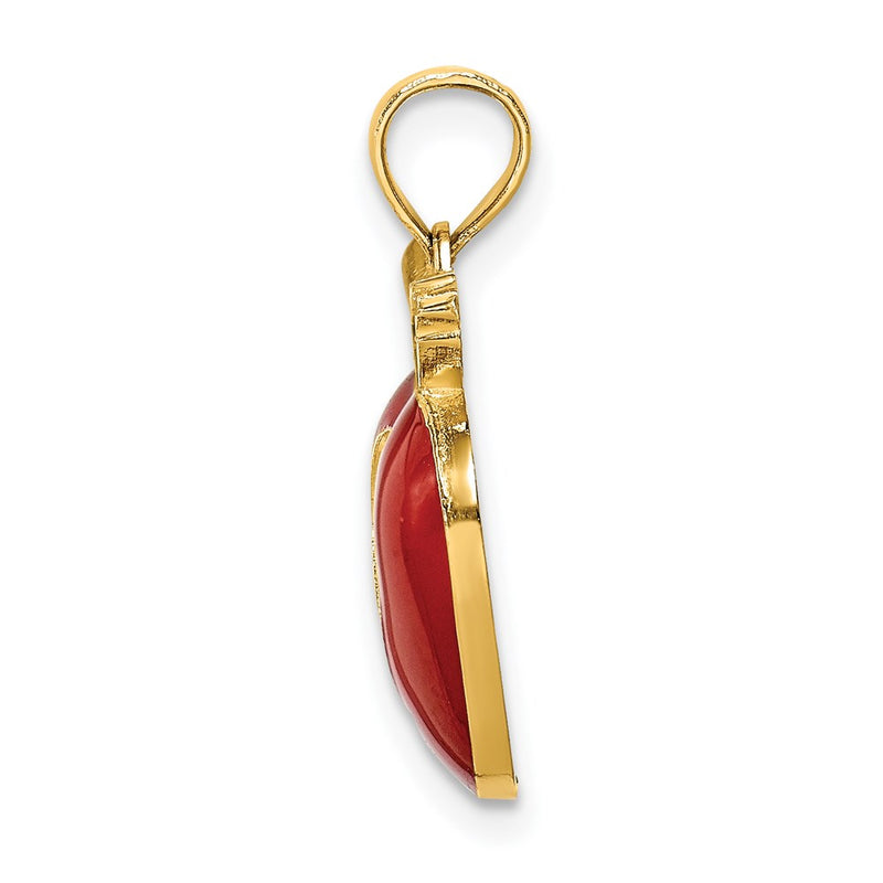 14k Yellow Gold w/ Enamel 2-D Cut-Out Apple Charm