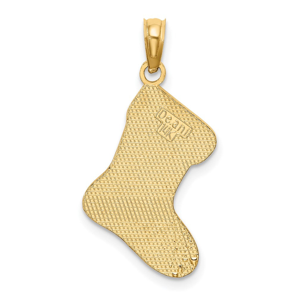14k Yellow Gold Enamel HO HO HO Christmas Stocking Charm