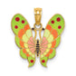 14k Yellow Gold w/ Multi-Color Enamel Butterfly Charm