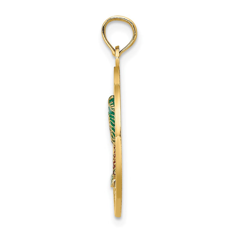 14k Yellow Gold SARASOTA Circle w/ Enamel Palm Tree Charm