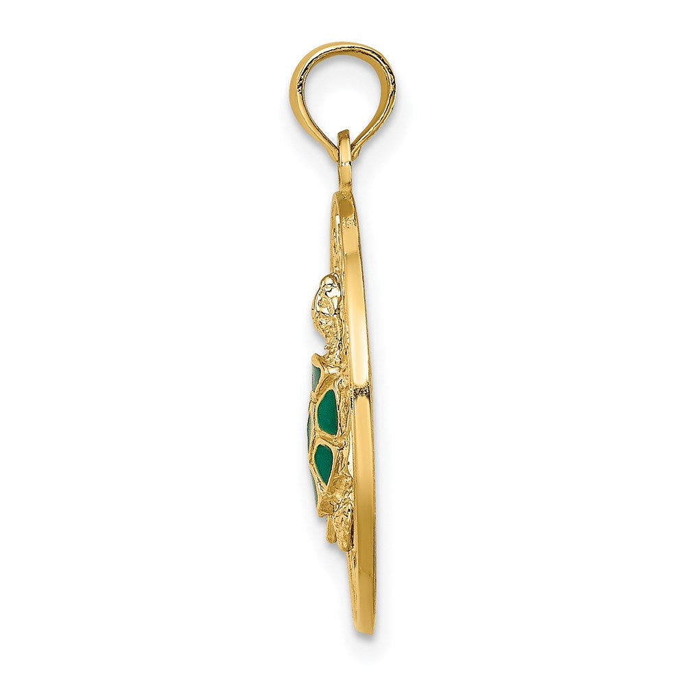 14k Yellow Gold w/ Enamel Turtle SARASOTA Circle Charm