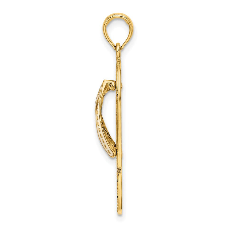 14k Yellow Gold Enamel Palm Tree Flip-Flop Charm