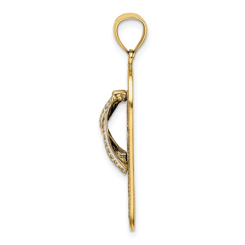 14k Yellow Gold Enamel Dolphin Flip-Flop Charm
