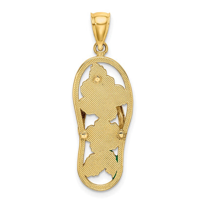 14k Yellow Gold Enamel Red Hibiscus Flower Flip-Flop Charm