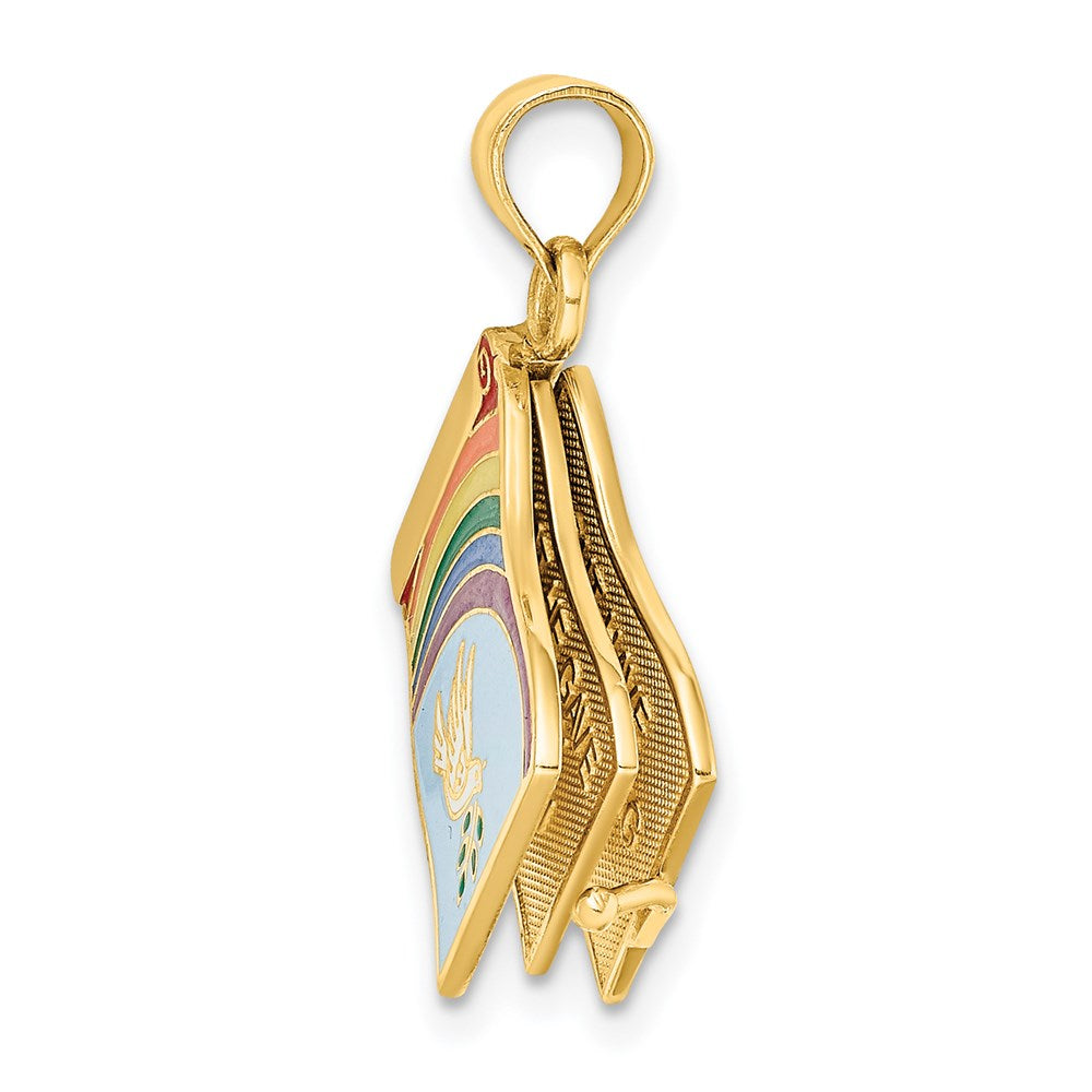 14k Yellow Gold 3-D Enameled John 3:16 Book W/Moveable Pages Charm