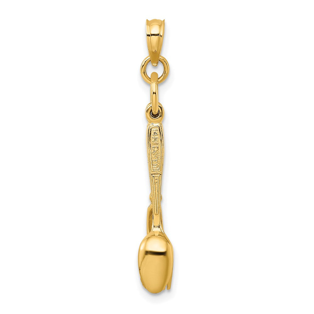 14k Yellow Gold 3-D Enamel Knife Fork Spoon Moveable Charm