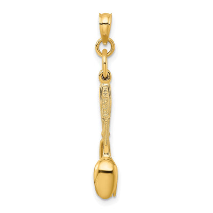 14k Yellow Gold 3-D Enamel Knife Fork Spoon Moveable Charm