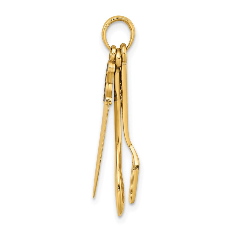 14k Yellow Gold 3-D Enamel Butcher Knife Spoon and Spatula Moveable Charm