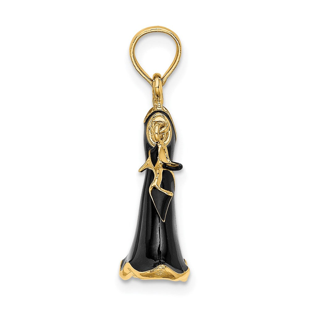 14k Yellow Gold 3-D Moveable Enamel Black Dress w/ Shoe Charm