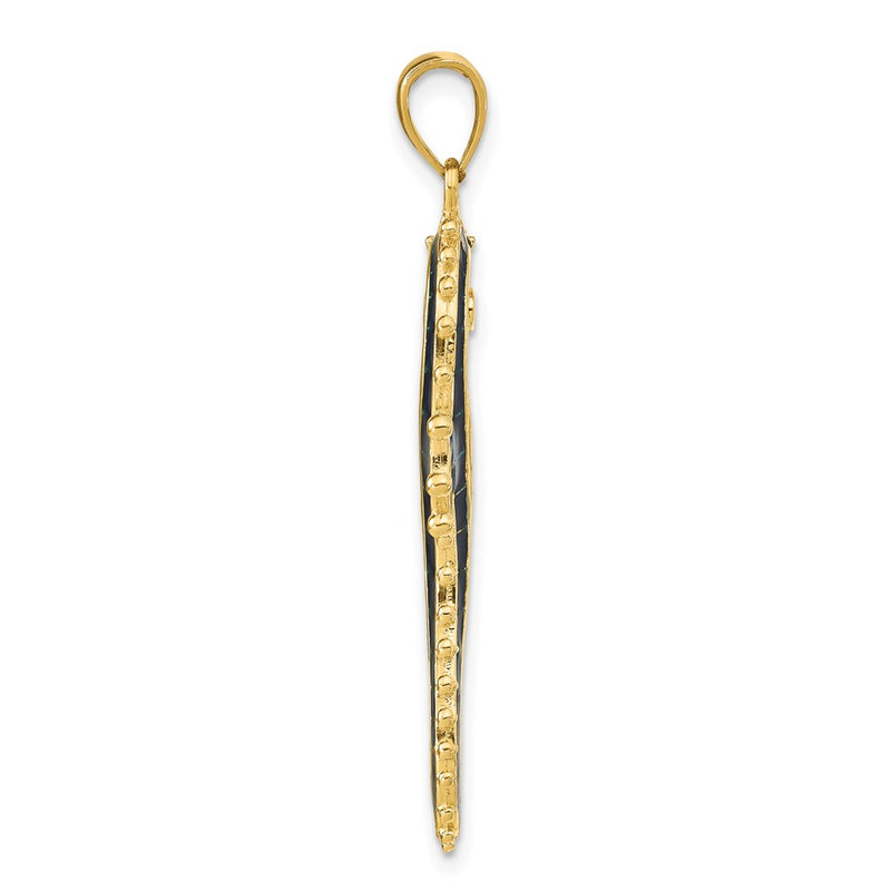 14k Yellow Gold  3D Enameled Seahorse Pendant