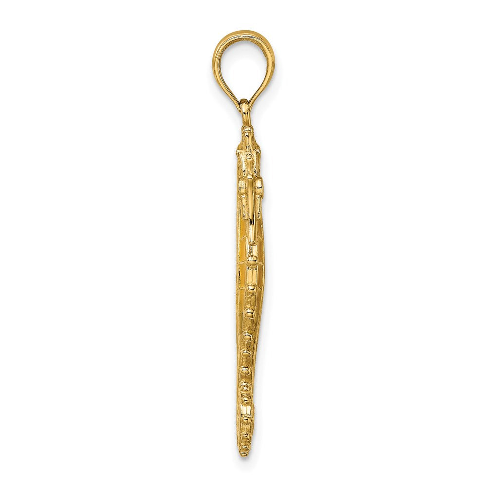 14k Yellow Gold 3-D Enamel Seahorse Charm
