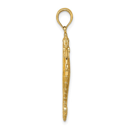 14k Yellow Gold 3-D Enamel Seahorse Charm